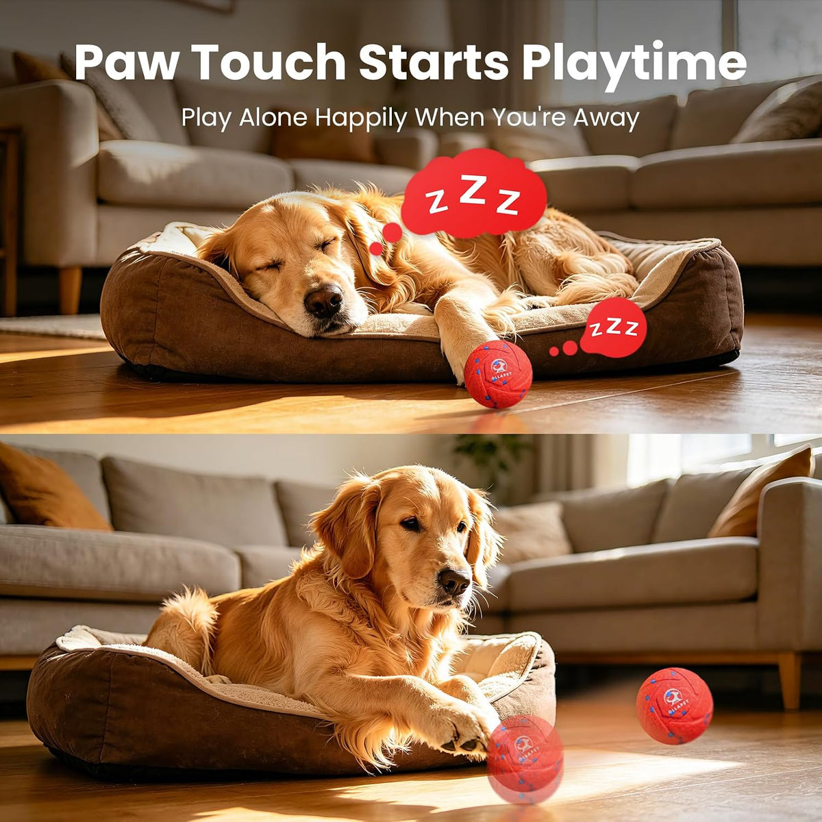 Smart - Pelota interactiva de juguetes para perros, bola de rebote y rodamiento automático, material de E-TPU resistente a las masticaciones, 3 modos interactivos, IPX7 impermeable