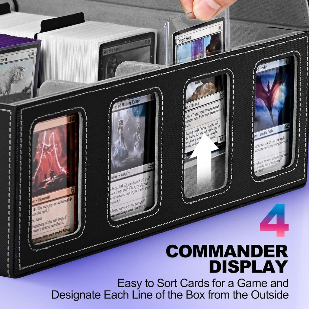 UAONO Caja de almacenamiento para cartas de juego de 4 filas 3000+ con exhibidor Commander
