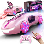 Coche de control remoto rosa para niñas, control remoto a mano