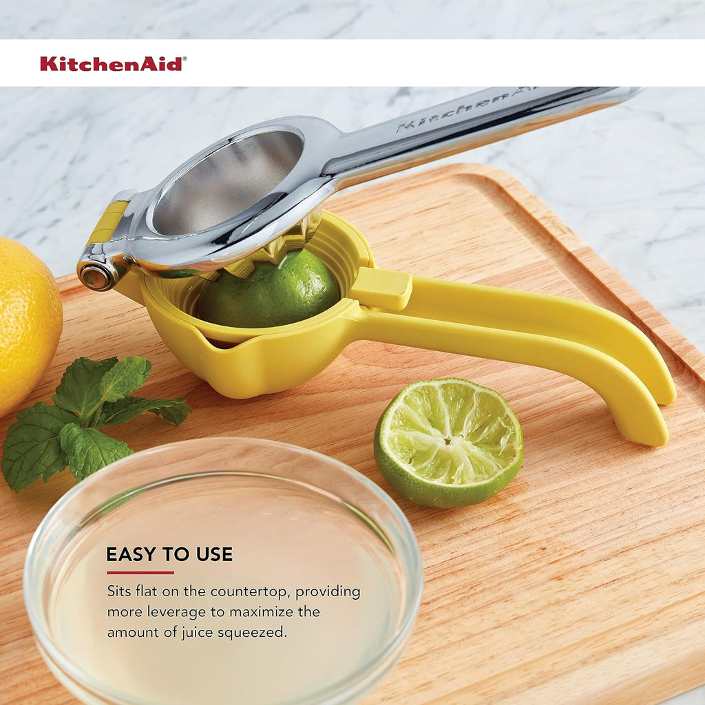 KitchenAid Prensa exprimidor de jugo cítrico para limones y limas con recolector de semillas y pico de vertido, limón, 8 pulgadas