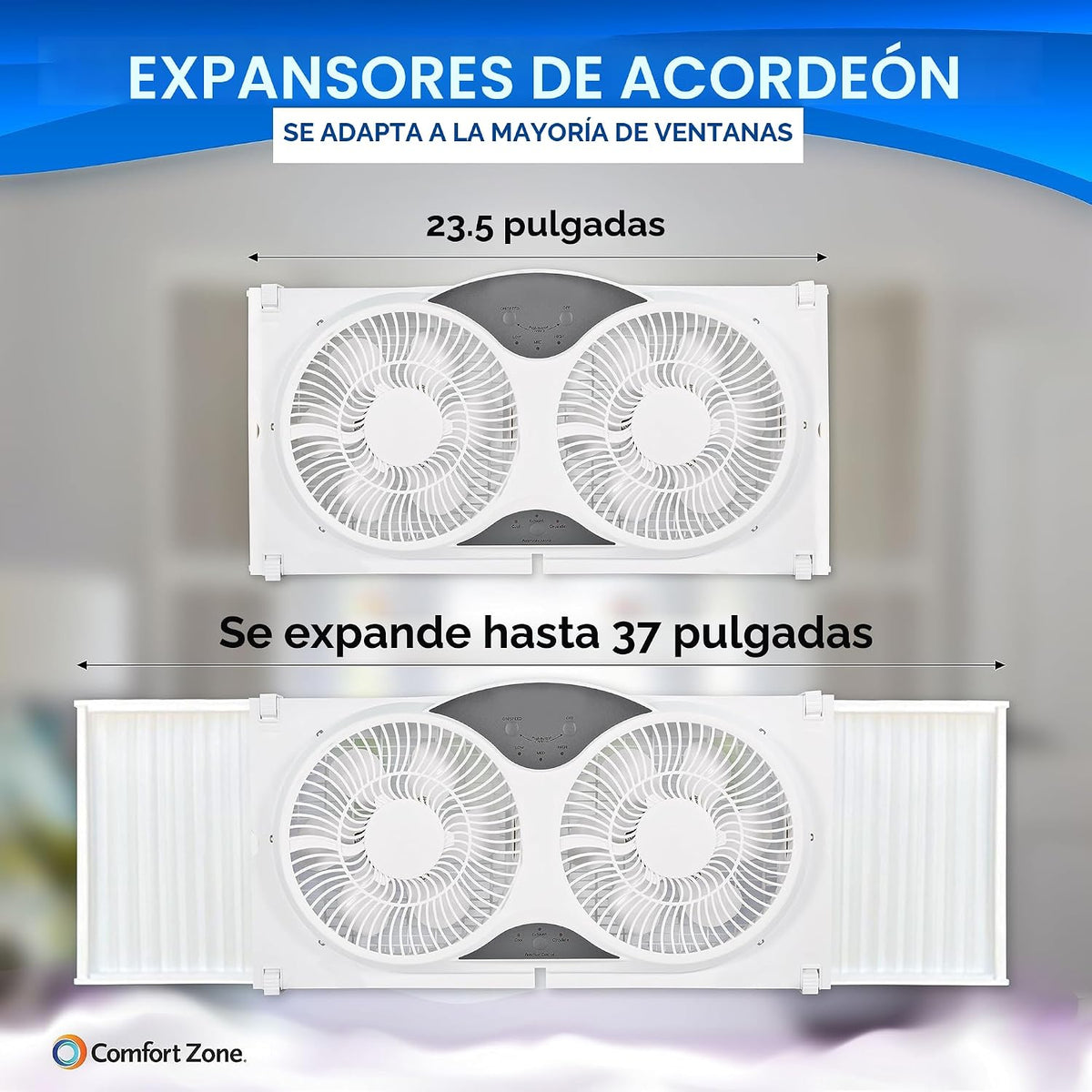 Comfort Zone Ventilador de ventana doble WiFi inteligente de 9 pulg...