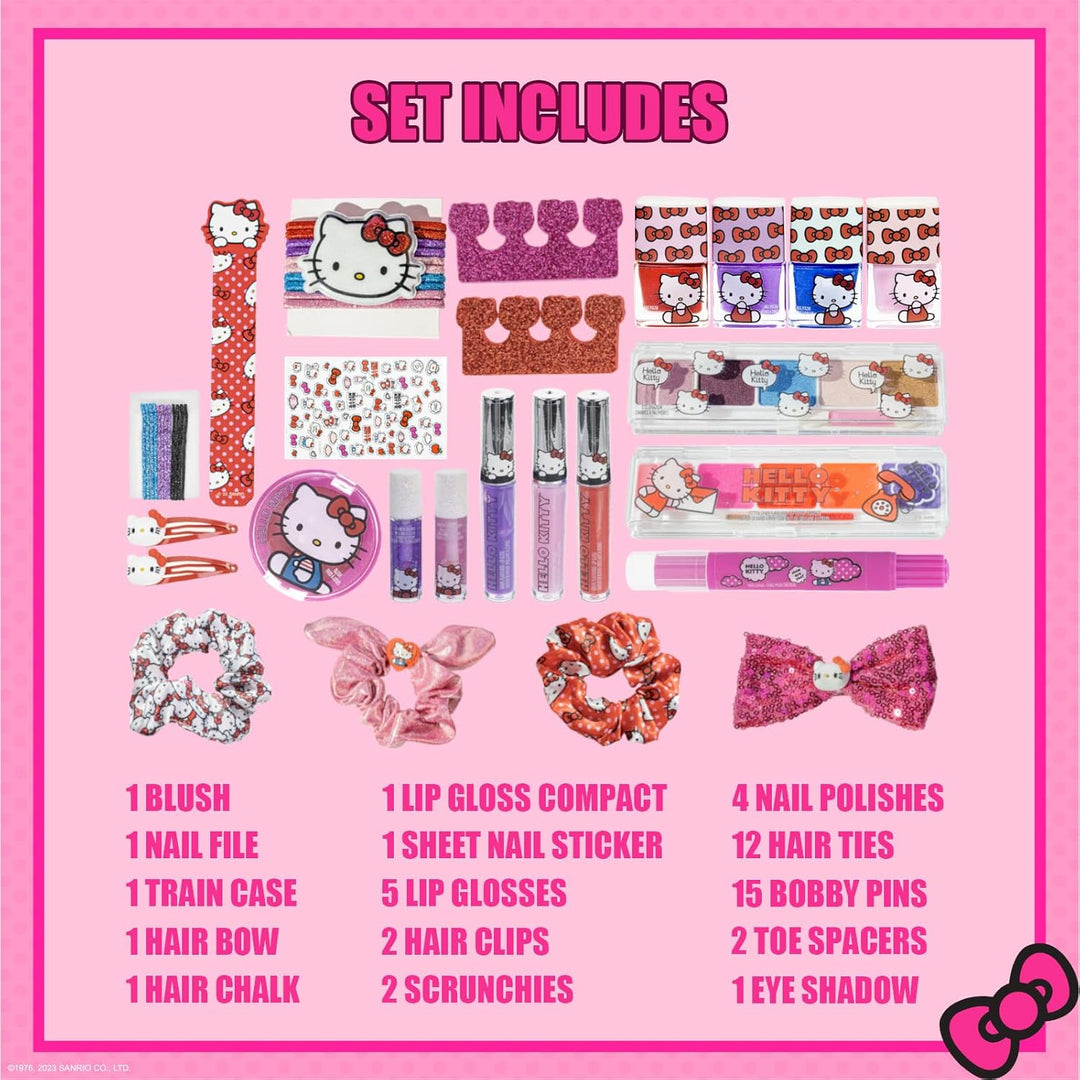 Estuche de Maquillaje Cosmético Hello Kitty Train Case Incluye Bril...