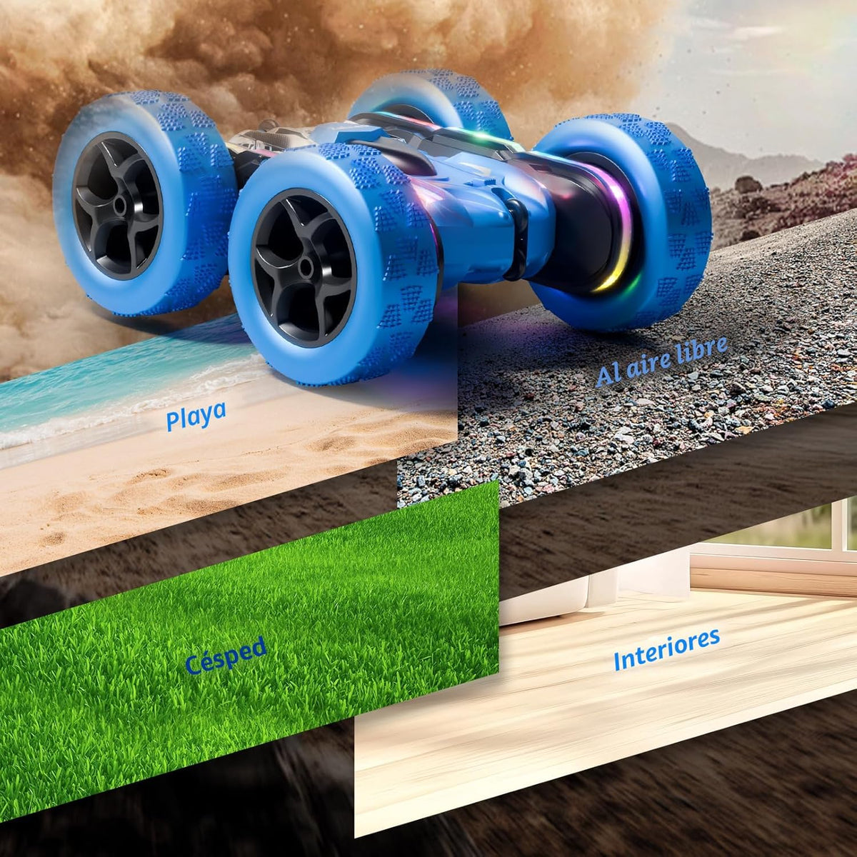 Zalneo Auto de Acrobacias con Control Remoto 4WD 360° Flip RC de Do...