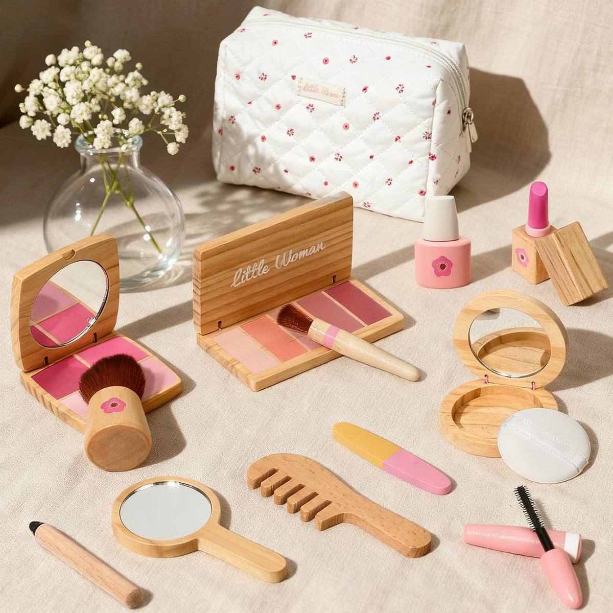 Maquillaje de madera para niños pequeños de 1 a 3 años, 100% seguro y no tóxico