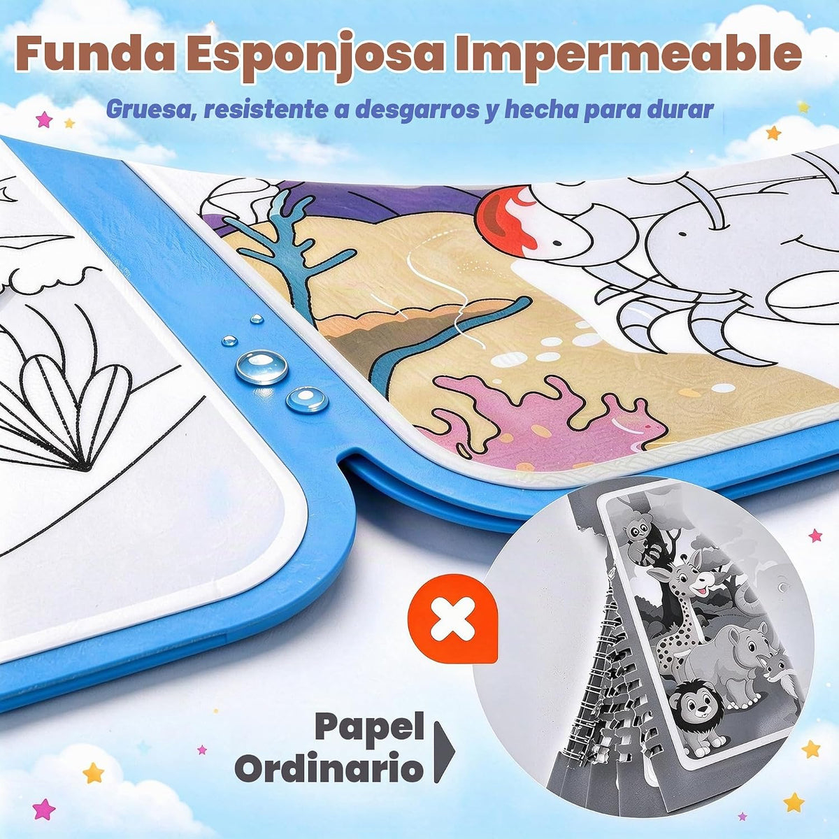 Libros mágicos para colorear al agua, paquete de 4 libros de pintura al