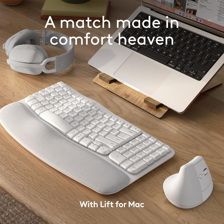 Logitech Wave Keys para Mac, Teclado Inalámbrico Ergonómico con Rep...