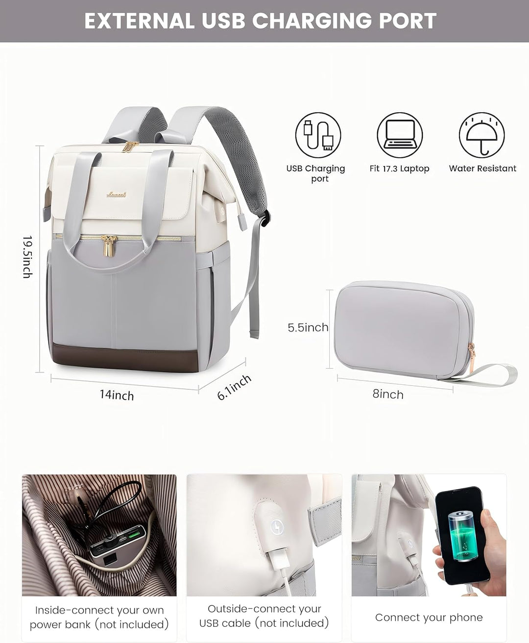 LOVEVOOK Mochila para laptop para mujeres, mochila de trabajo conve...