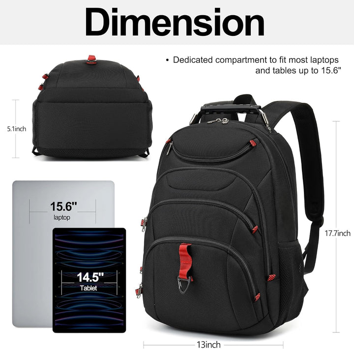 Mochila para laptop Boavan para hombres (Negro, 15.6), Negro, Elegante