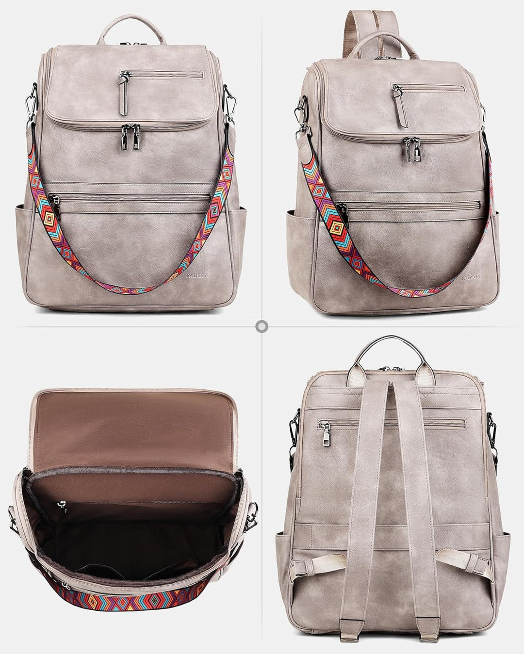 FADEON Mochila para laptop para mujer, mochila de cuero de viaje co...