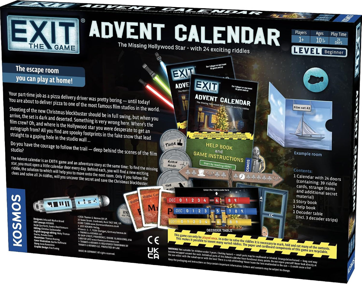 EXIT: The Game - Calendario de Adviento - La estrella de Hollywood perdida | Navidad | Calendario | Adviento | Juego misterioso | Actividad familiar | A partir de 10 años