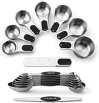 Spring Chef Juego de 15 tazas y cucharas medidoras magnéticas con niveladores, negro
