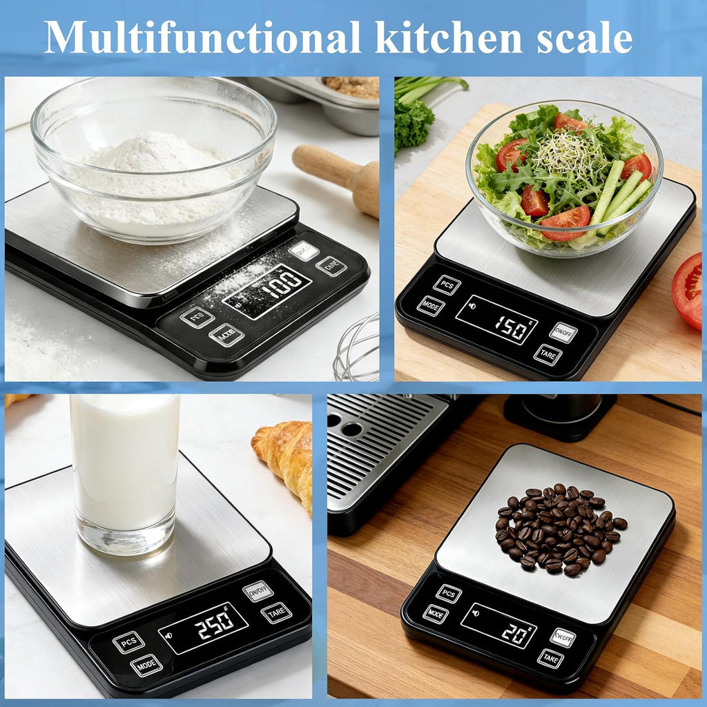 IP67 - Escala digital impermeable para cocina, 22.0 lbs/0.00 oz, báscula de alimentos de alta precisión con plataforma de acero inoxidable 304 recargable tipo C, función de tara y conteo para hornear