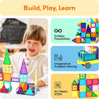 PicassoTiles 101 Piece Magnetic Tiles Building Set con Car & Bag Ages 3+