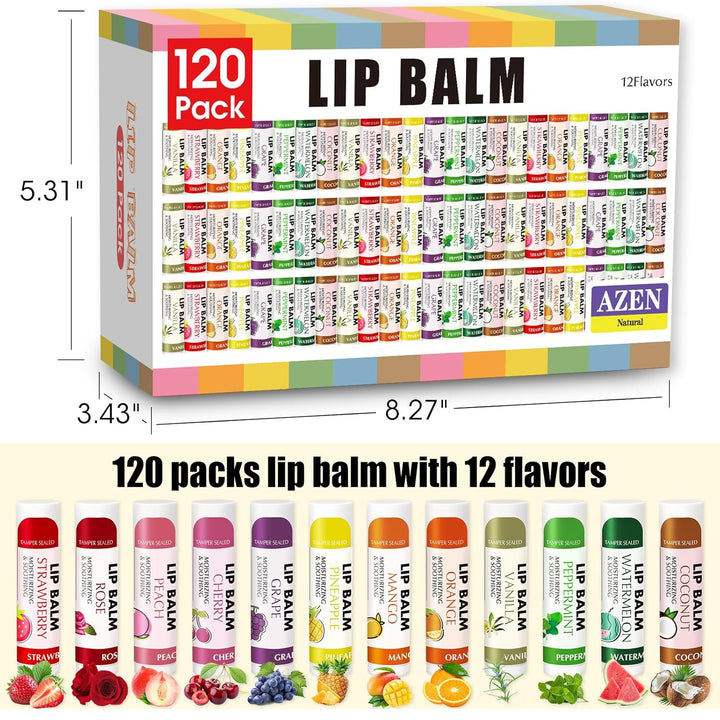 AZEN Paquete de 120 bálsamos labiales a granel, bálsamos labiales h...