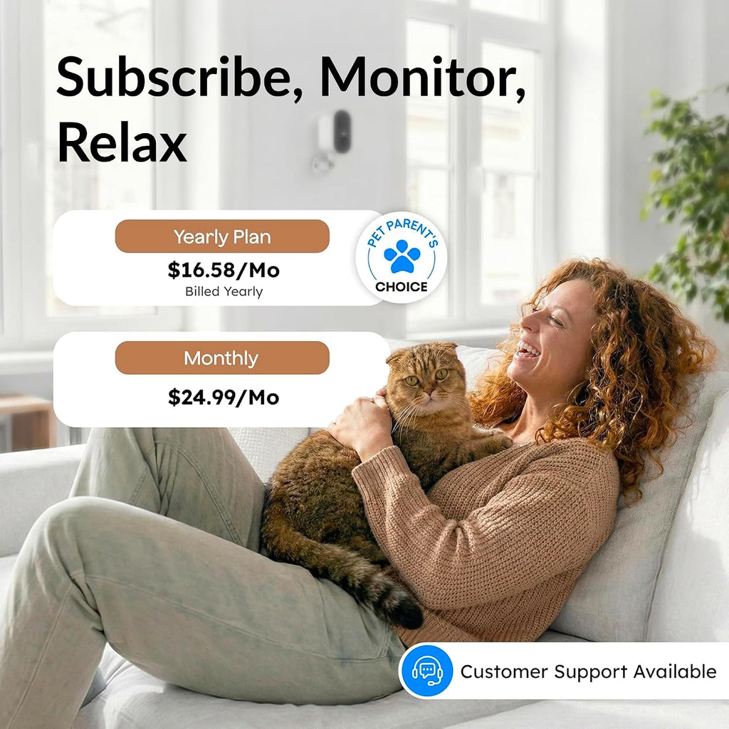Waggle Cámara de seguridad celular 4G LTE, monitor del animal doméstico de