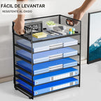 Organizador de papel de 6 niveles para escritorio con asa