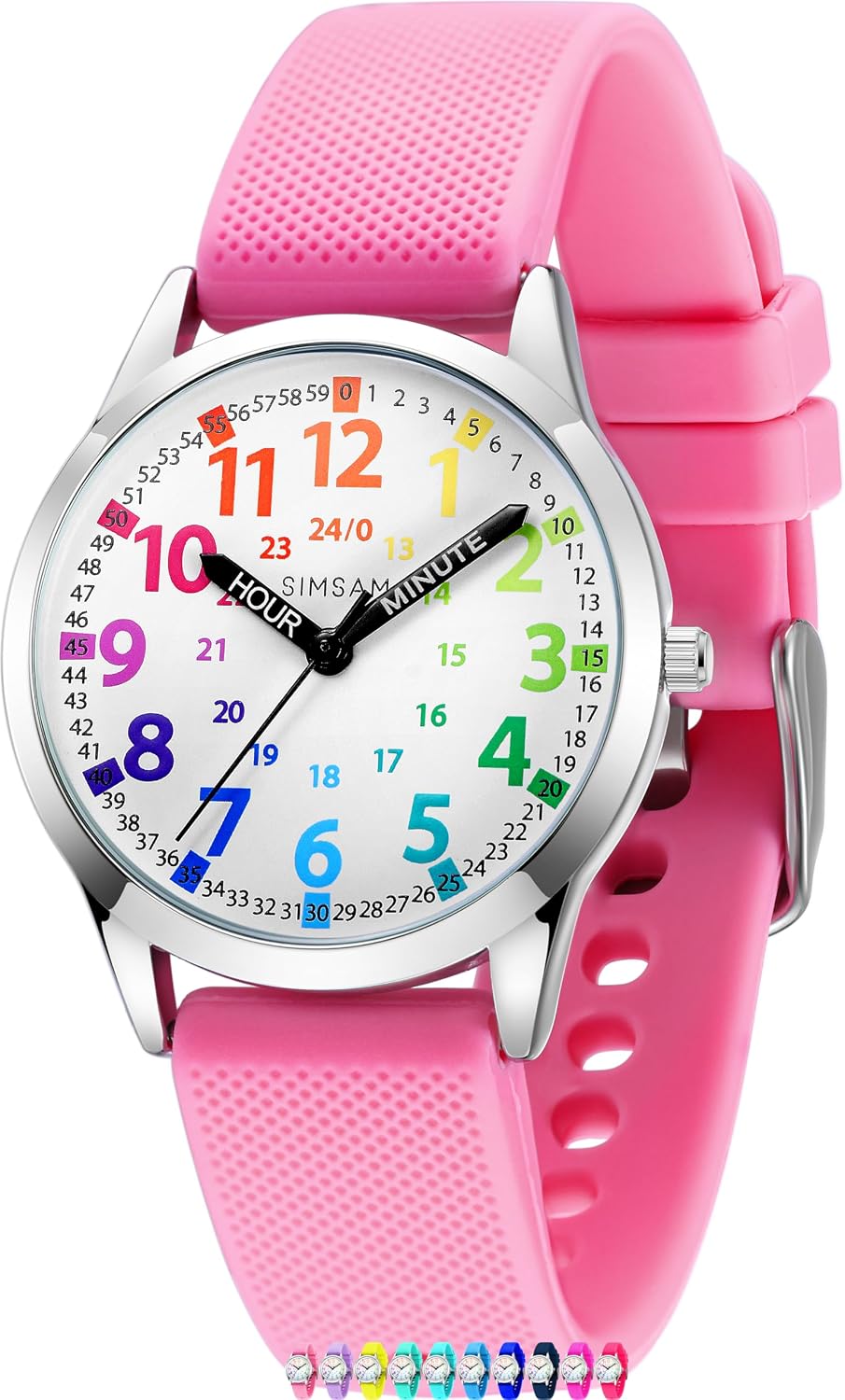 Reloj analógico para niños, reloj educativo para aprender la hora para niños 8-12, reloj impermeable para enseñar la hora para niños 5-7 6-8, fácil de leer para niñas 8-12, excelente regalo para niños y niñas 4-12 años impermeable
