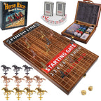Horse Race Board Game Foldable Solid Wood Horse Racing Game