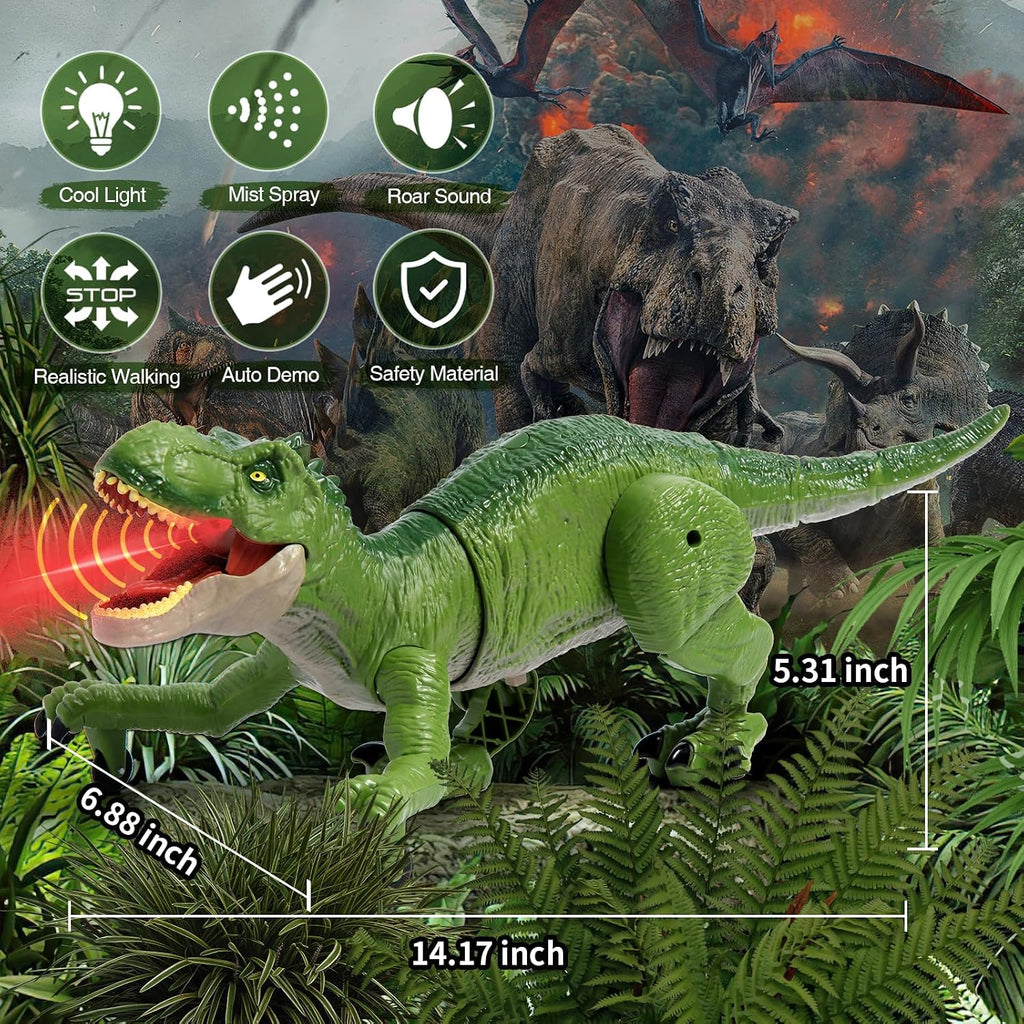 Sunrad Juguetes de dinosaurio con control remoto para niños de 3-5, 4-7, 8, Verde
