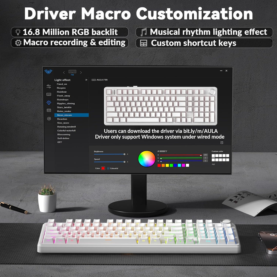 AULA F99 Pro Teclado Mecánico Inalámbrico - Versión Silenciosa, BT5...