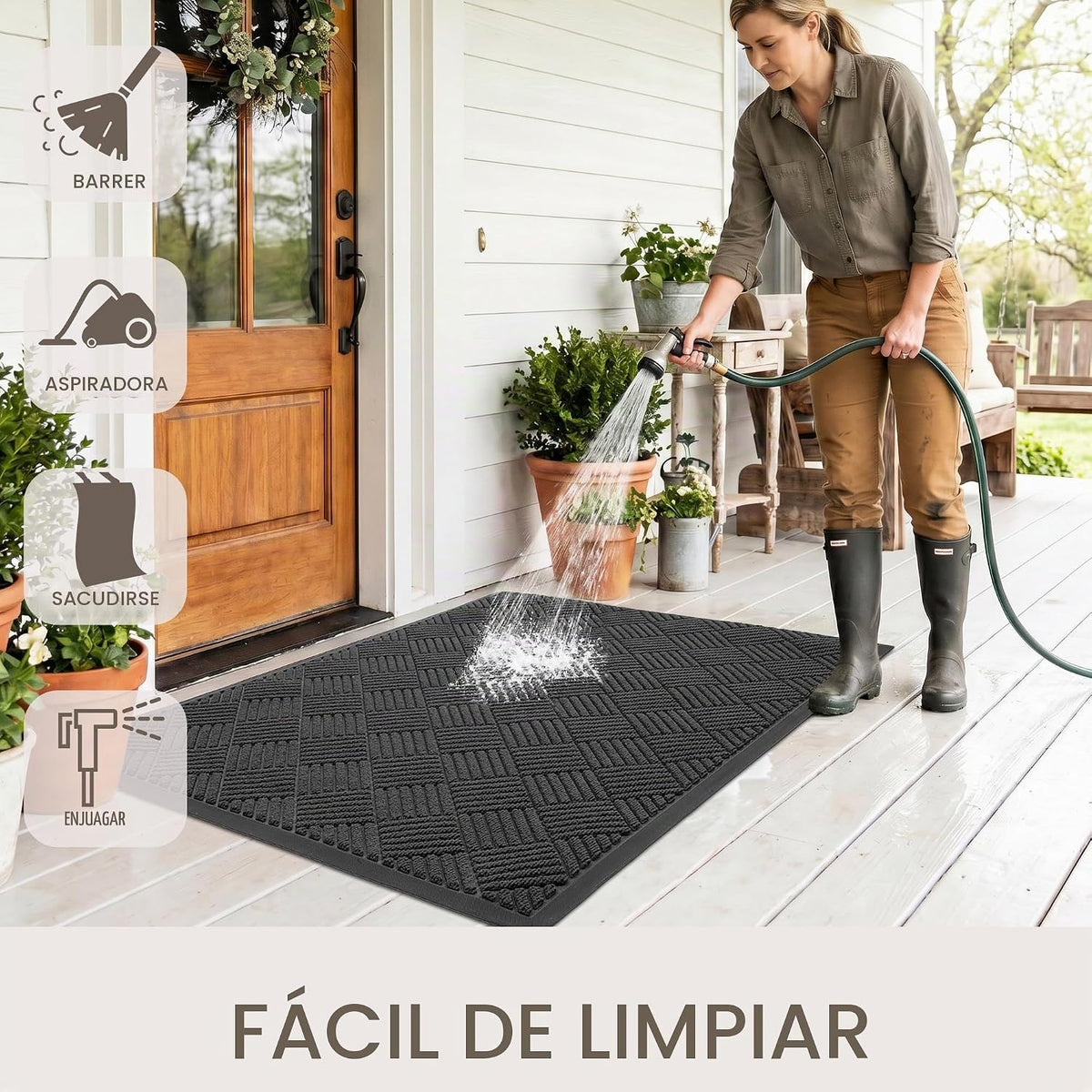 Amyracel Tapete para puerta delantera, 3 x 4 pies, resistente e impermeable
