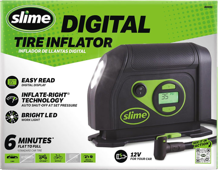 Slime 40088 Inflador de neumáticos, compresor de aire portátil para...