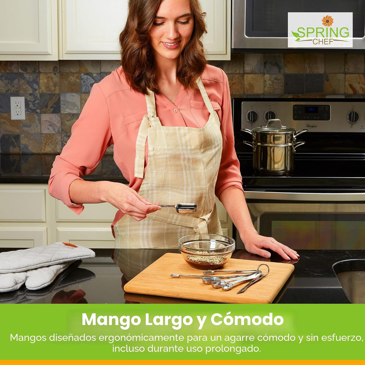 Spring Chef Juego de 14 tazas y cucharas medidoras de acero inoxidable