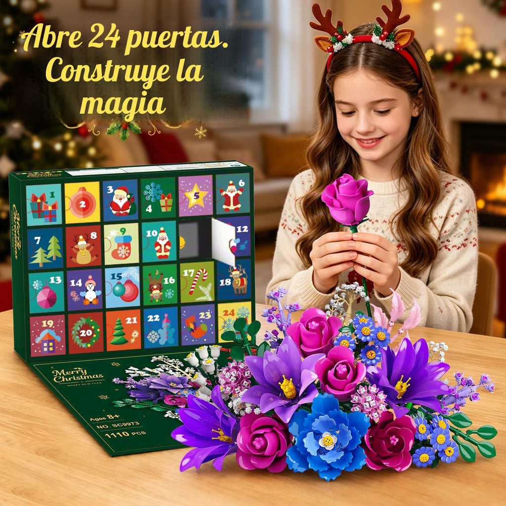 Calendario de Adviento de flores 2026 - Juego de construcción de Navidad de