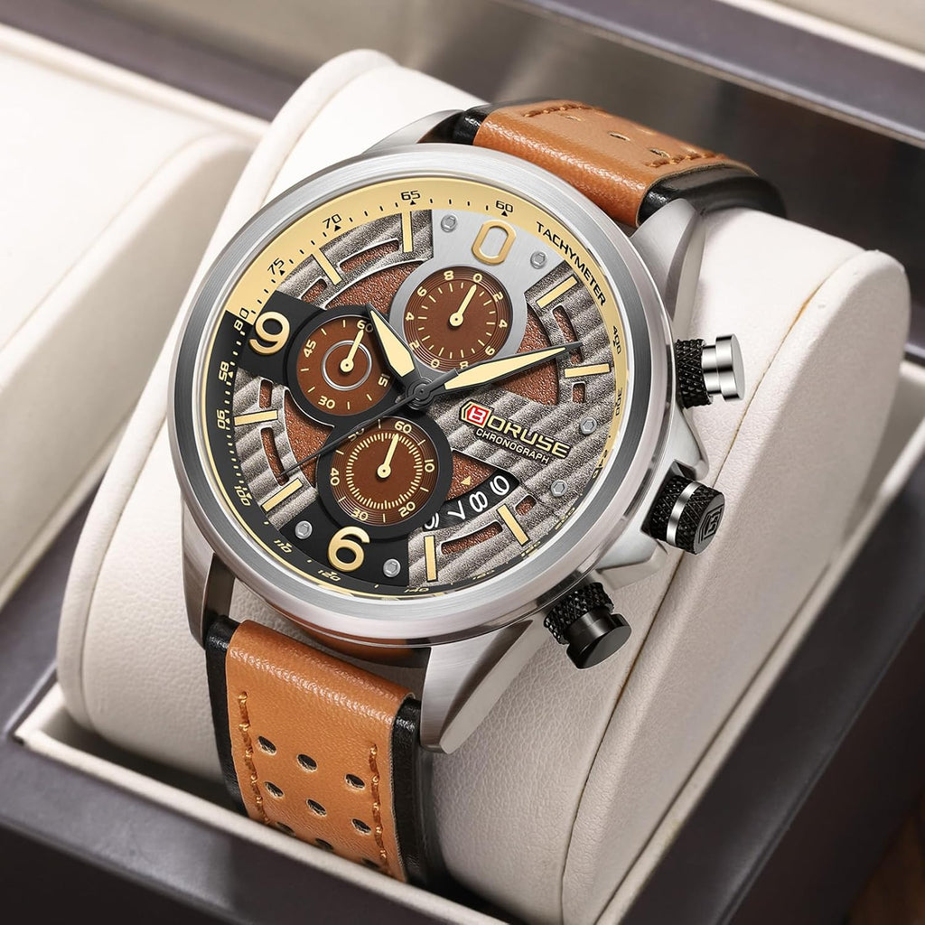 Relojes Casual para Hombre de Lujo con Esfera Grande y Correa de Cuero de Fashion