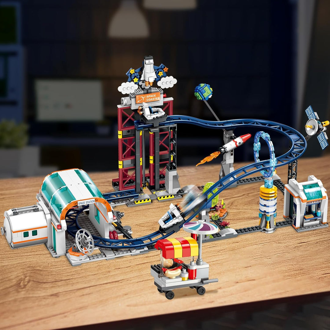 HOGOKIDS Juguete de construcción de montaña rusa espacial