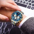 Poedagar Relojes de moda para hombre de lujo, impermeables, luminosos, con fecha y cronógrafo, de acero inoxidable, deportivos, de cuarzo, para hombre