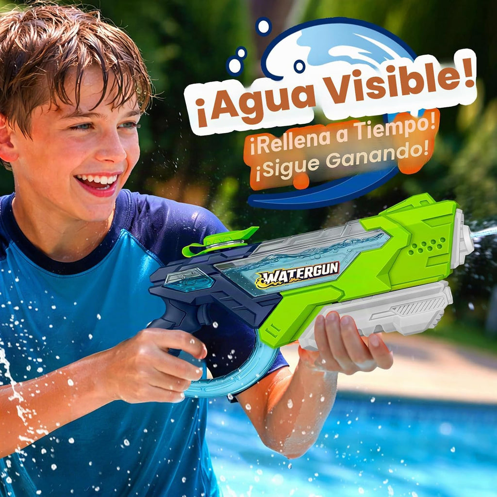 Paquete de 6 pistolas de agua para niños de largo alcance, 20.3 fl oz, colorido súper Blaster remojo con tanque de agua visible transparente, piscina, verano, playa, juguetes de lucha al aire
