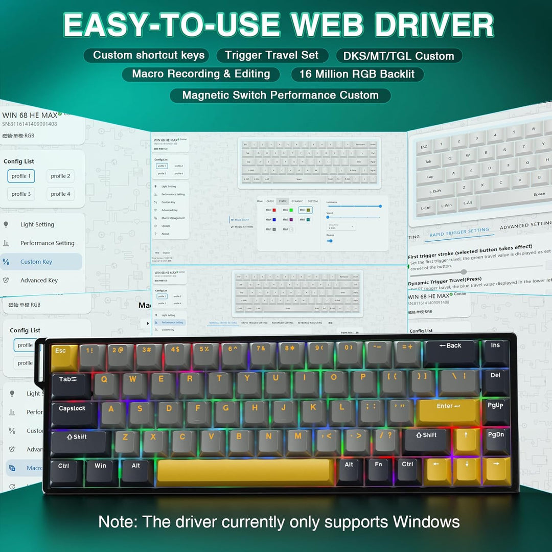 AULA WIN68 HE MAX - Teclado de Juegos de Efecto Hall con Interrupto...