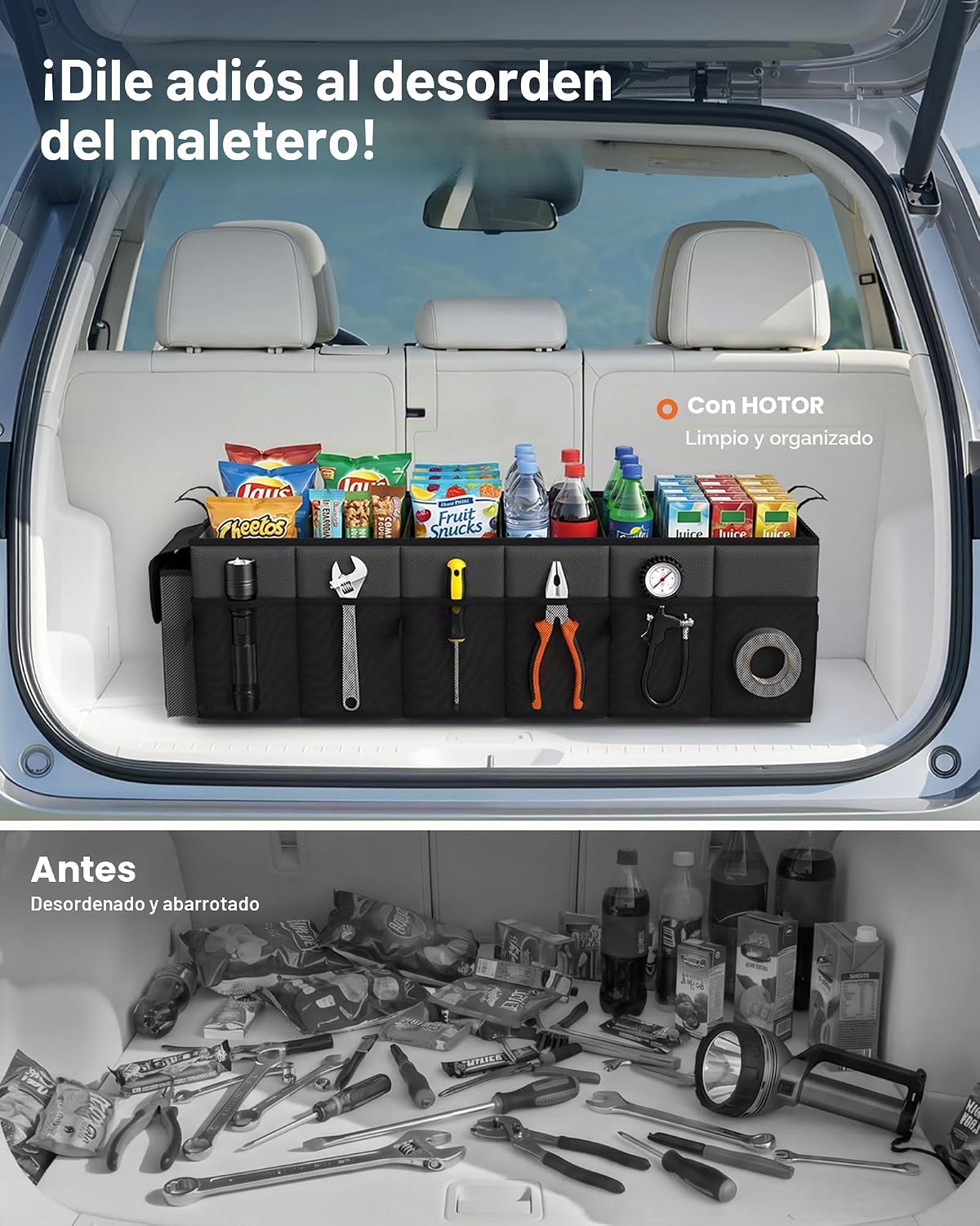 HOTOR - Organizador de maletero, resistente y plegable con enfriador para automóvil, Sudán y SUV