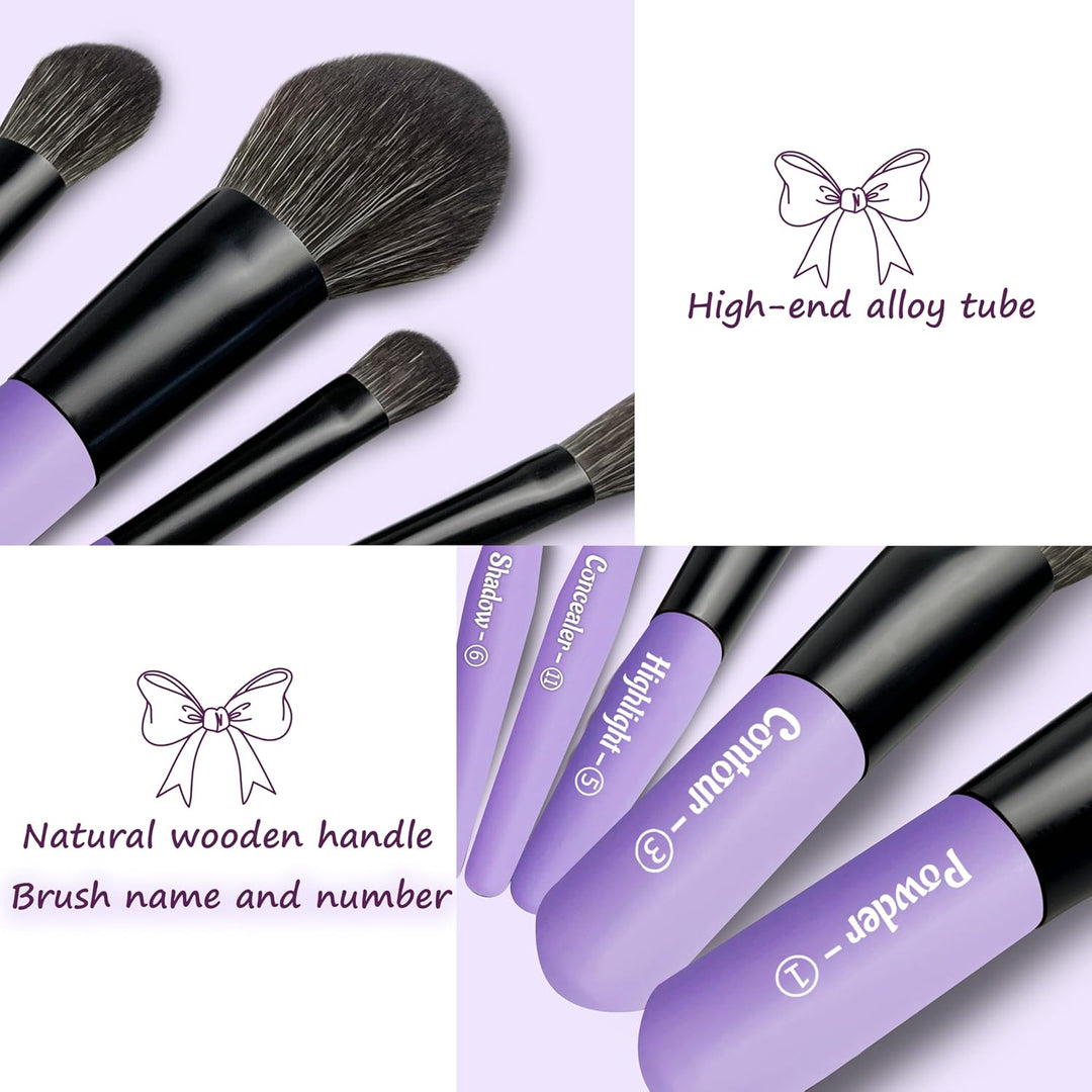 Jilier 14 piezas de mini brochas de maquillaje y espejo de bolsillo...