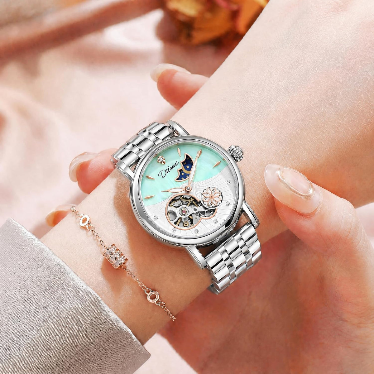 Vetra Relojes automáticos para mujer, reloj de pulsera de lujo con esfera
