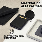 Vaultskin NOTTING HILL - Cartera delgada de piel con cremallera, RFID