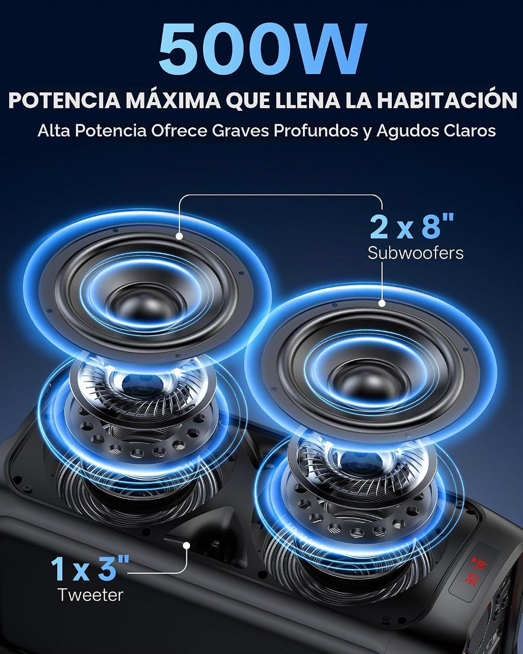 Máquina de karaoke para adultos, altavoz Bluetooth de 500 W con subwoofer