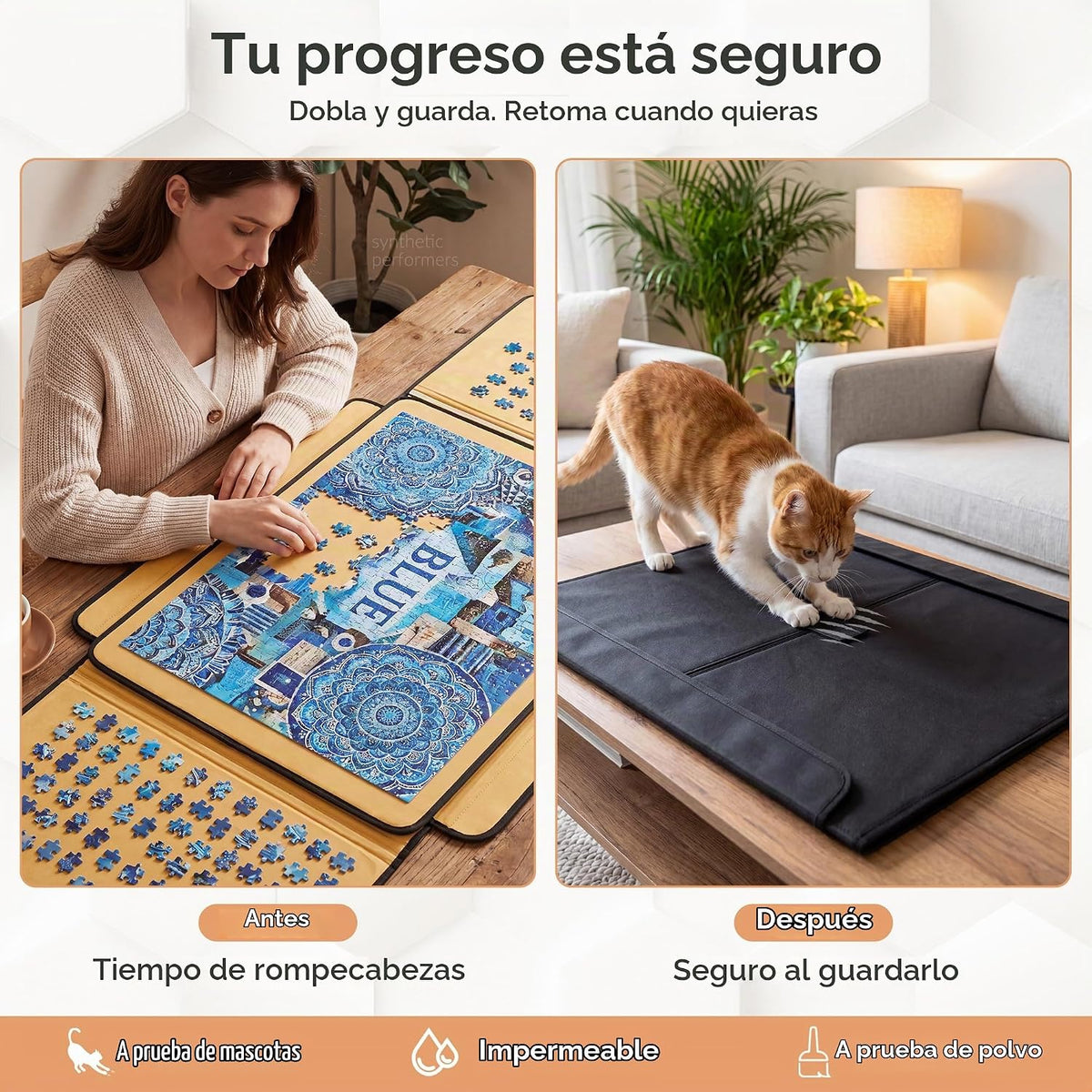 Tablero de rompecabezas de 1500 piezas, tablero de rompecabezas portátil, tablero de rompecabezas de 25 x 35.43 pulgadas, organizador de rompecabezas con bandejas de clasificación y tablero