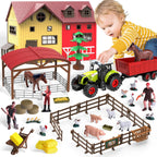 Juguetes de animales de granja para niños, remolque de tractor con luces y sonido, juego de granero de granja, establo de caballos, accesorios de granja, cerdo, oveja, pato ganso, regalos de