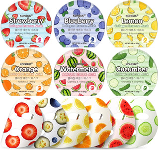 KONEUK Paquete de 18 mascarillas faciales de frutas coloridas para...