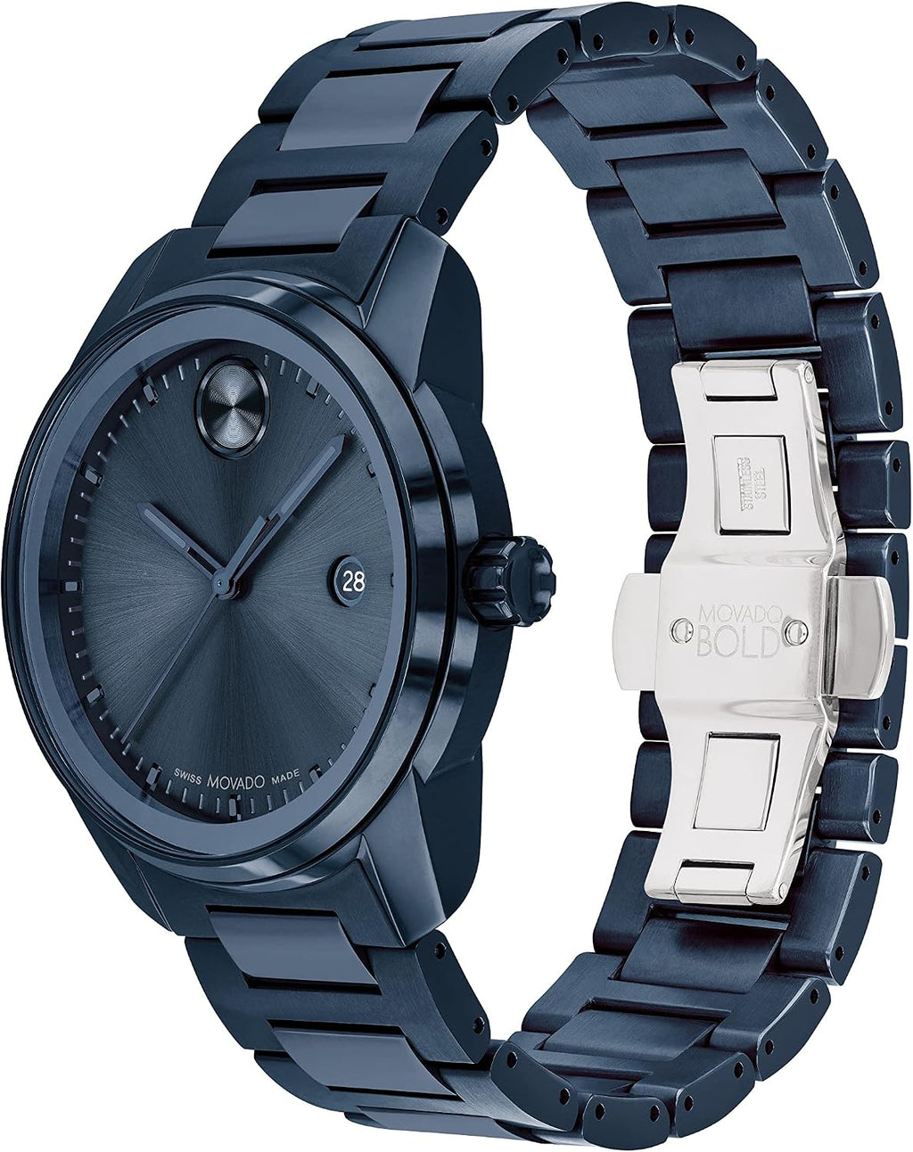 Movado Bold Verso Reloj Deportivo para Hombre - Movimiento Suizo de Cuarzo, Correa de Acero Inoxidable con Eslabones - Resistencia al Agua 5 ATM - Relojería de Lujo para Él - 42mm