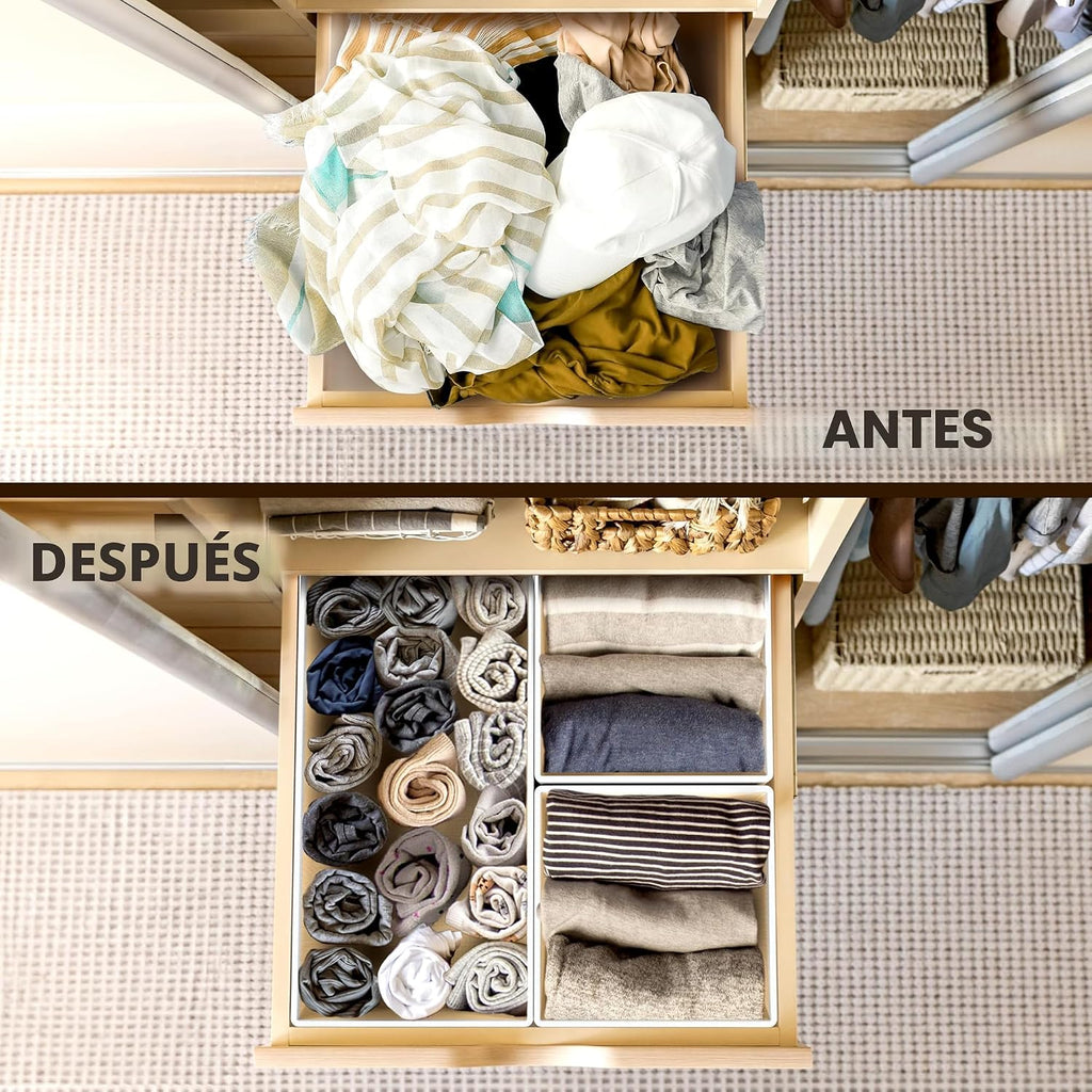 Simple Houseware Organizador de cajones plegables, juego de 12, color beige