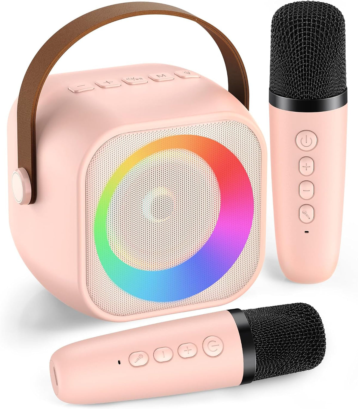 Micrófono de karaoke para niños y adultos, mini altavoz portátil Bluetooth con 2 micrófonos inalámbricos y luces, regalos de Navidad y cumpleaños para niñas de 4, 5, 6, 7, 8, 9, 10, 12+ años, fiesta