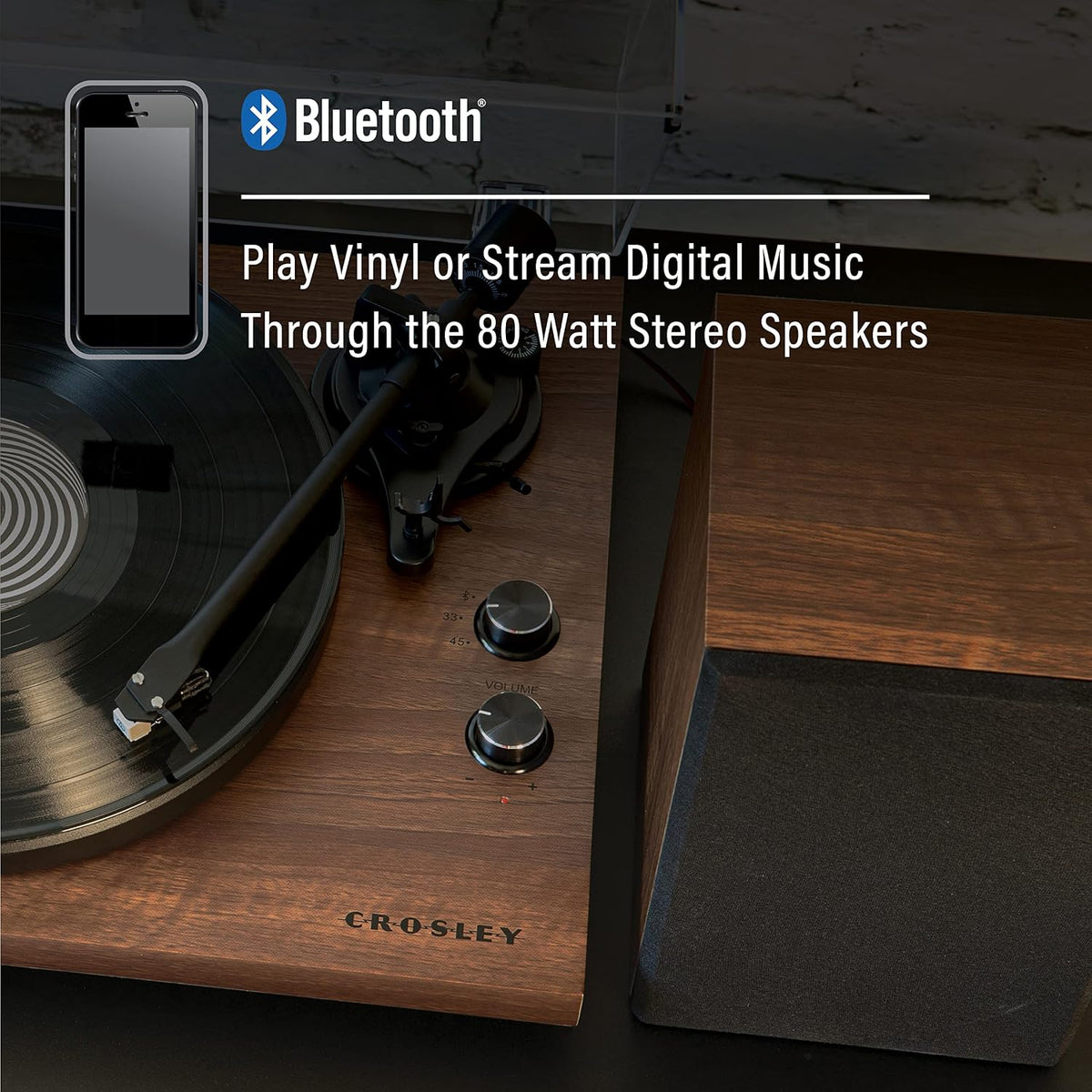 Crosley Tocadiscos C62C-WA con altavoces, nogal