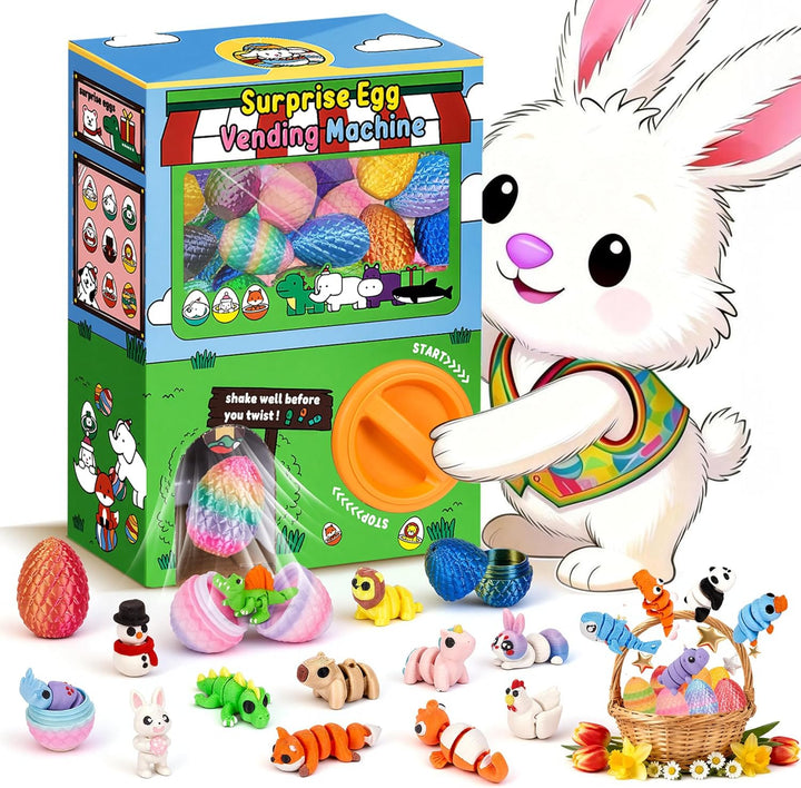 24 piezas de huevos de Pascua precargados, mini máquina expendedora...