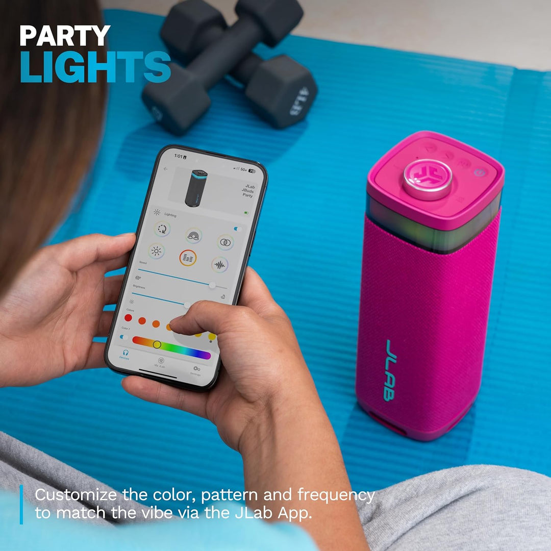 JLab JBuds Party - Altavoz Bluetooth portátil, 2 controladores de r...