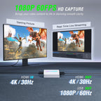 FIFINE AmpliGame - Controlador de juegos con kit de tarjeta de captura 4K, teclado de transmisión con 15 accesos directos, teclas macro, tarjeta de captura 1080P con puerto HDMI, RGB, compatible con Switch/XBOX/PS5/PC (D6+V3 blanco)