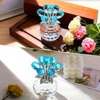 Figura de Flor de Cristal Color Azul Cristal con Rosa, colección