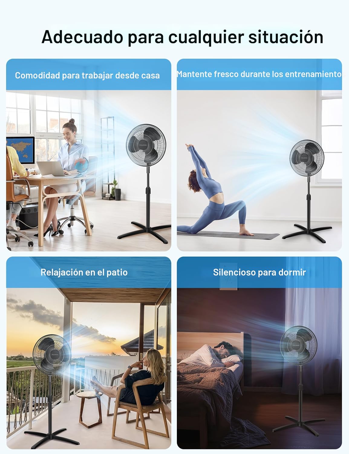 PELONIS Ventilador de pedestal oscilante ajustable de 16" para...